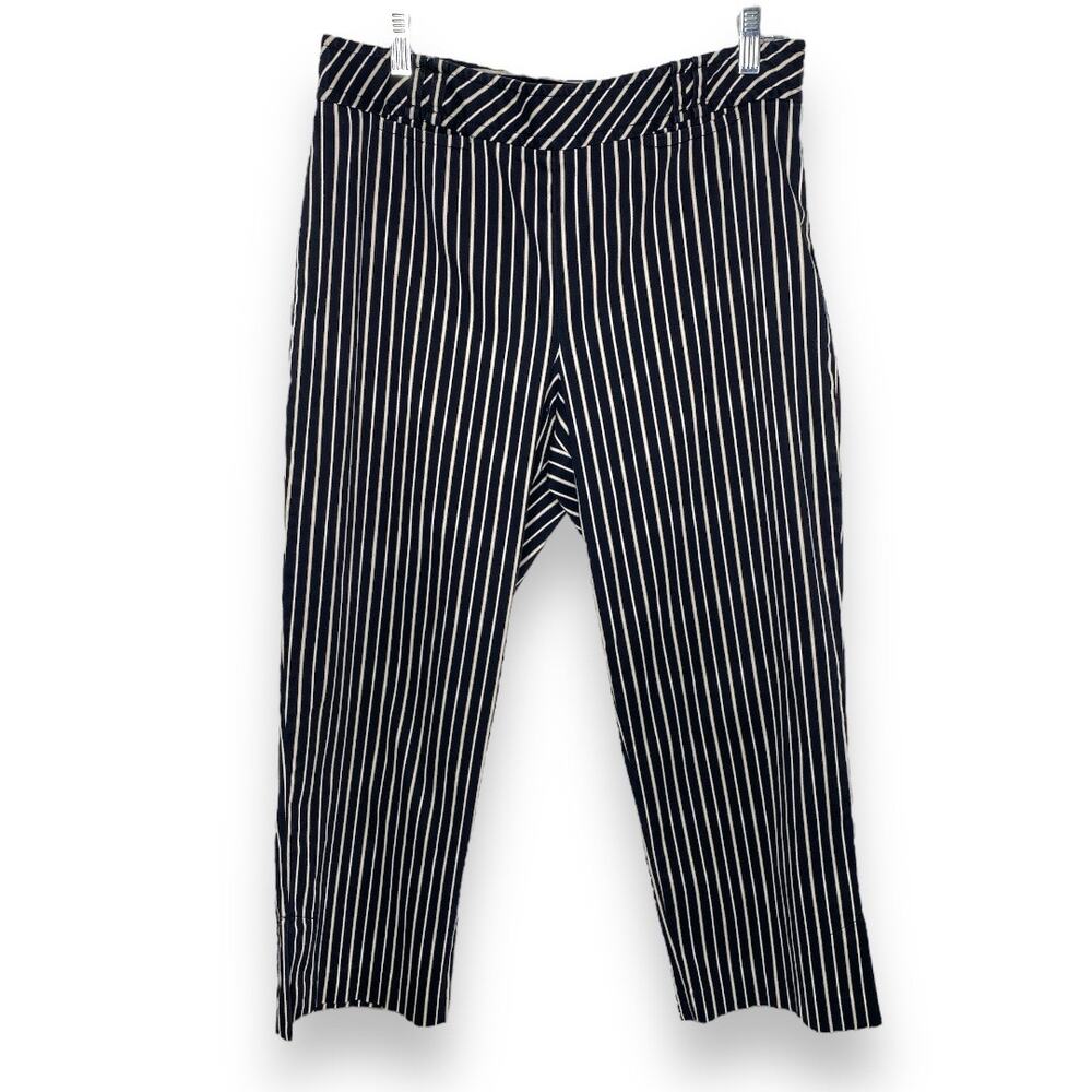 Ann Taylor LOFT Pin Stripe Navy, Tan & White Dress Trouser Pants Size 12 ANN